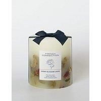 French Connection Botanical Infused Scented Pillar Candle | Real Dried Botanicals | Vegetable Wax Blend | 5% Fragrance Oil | Long-Lasting Home Fragrance Gift, (Medium, Cherry Blossom & Rose)