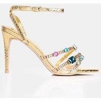 Public Desire Fitzgerald Strappy Embellished Heels - Gold