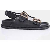 Public Desire Fuda Mesh Flat Sandal - Black