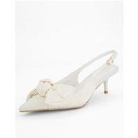 Public Desire Iris Bow Detail Kitten Heel - Ivory Satin