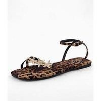 Public Desire Lyrical Starfish Flat Sandal - Leopard Embellished