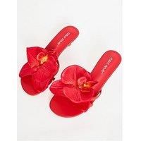 Public Desire Nikah Flower Detail Kitten Heels - Red