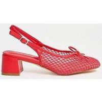 Public Desire Lover Girl Woven Block Heels - Red