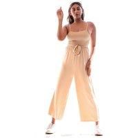 Shirred Belted Solid Jumpsuit