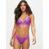 Ann Summers Sexy Lace Brazilian Knickers for Women Stylish and Comfortable Womens Underwear with Mesh Panels & Brazilian Cut Back, Low-Rise Fit with Cotton Gusset Pink/Blue - Womens Lingerie