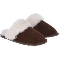 Classic Ladies Suede Sheepskin Slippers Brown