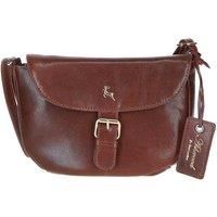 'Violet' Real Leather Flap-Over Crossbody Bag