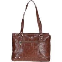 'Velutto Eleganza' Zip Mid Section Real Leather Shoulder Bag