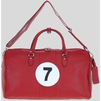 Ashwood Leather Unisex 'No7' Real Leather Sports Holdall Bag with Shoulder Strap in Red