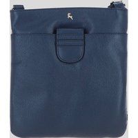 Ashwood Leather Women's Genuine Leather Crossbody x Shoulder Bag with Golden Accents in Navy