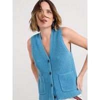 Seasalt Cornwall Cable Knit Vest - Blue