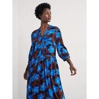 Seasalt Cornwall Harbour Cove Dress - Macro Flower Cocoa Blue