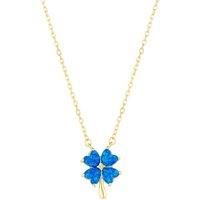Spero London Women's Blue Opal Four Leaf Clover Sterling Silver Necklace in Gold