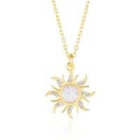 White Opal Sun & Sunburst Necklace in Sterling Silver