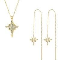 Northern Star Polaris Sterling Silver Necklace and Drop Chain Earring Set