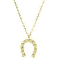 Spero London Women's Sterling Silver Horseshoe Equestrian Necklace in Gold