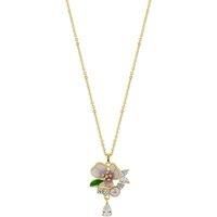 Spero London Women's Pansy Violet Floral Necklace in Sterling Silver in Gold