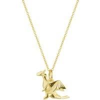 Spero London Women's Sterling Silver Origami Dragon Necklace in Gold