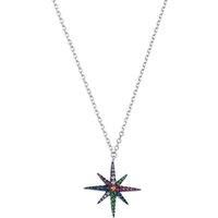 Spero London Women's Sterling Silver Rainbow Starburst Necklace