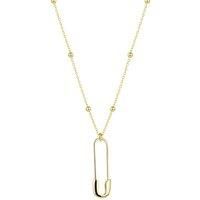 Spero London Women's Sterling Silver Safety Pin Necklace With Beaded Satellite Chain in Gold