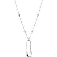 Spero London Women's Sterling Silver Safety Pin Necklace With Beaded Satellite Chain