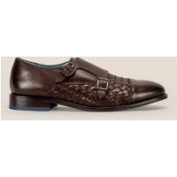Oswin Hyde Men's Hudson Leather Woven Toe Cap Monk in Dark Brown | Size: 8