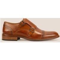Oswin Hyde Men's Ernest Leather Monk Strap Shoes in Tan | Size: 9