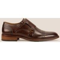 Oswin Hyde Men's Ernest Leather Monk Strap Shoes in Brown | Size: 8