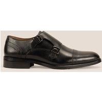 Oswin Hyde Men's Ernest Leather Monk Strap Shoes in Black | Size: 10
