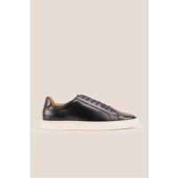 Oswin Hyde Men's Harper Plain Leather Sneaker Trainer in Black | Size: 8