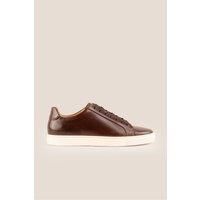 Oswin Hyde Men's Harper Plain Leather Sneaker Trainer in Dark Brown | Size: 7