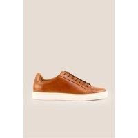 Oswin Hyde Men's Harper Plain Leather Sneaker Trainer in Tan | Size: 8