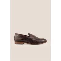 Oswin Hyde Men's Santiago Woven Leather Loafers in Brown | Size: 11