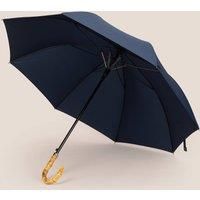 Oswin Hyde Men's Jonathan Handcrafted Umbrella with Bamboo Wooden Handle in Navy