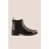 Oswin Hyde Men's Gavin Chelsea Brogue Boots in Black | Size: 8