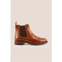 Oswin Hyde Men's Gavin Chelsea Brogue Boots in Tan | Size: 10