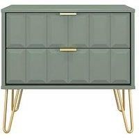 Swift Cube Ready Assembled 2 Drawer Side Table