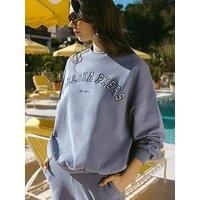 Chelsea Peers Branded Crew Neck Sweat - Plain Blue