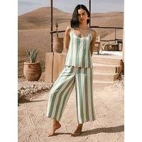 Chelsea Peers Scallop Top With Cropped Trouser - Stripe
