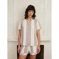 Chelsea Peers Short Button Up Pyjama Set - Stripe - White