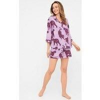 Chelsea Peers Relaxed Short Sleeve Resort Shirt & Short Set Mystic Tiger - Purple