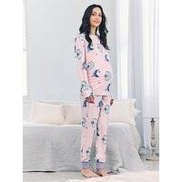Chelsea Peers Chelsea Peers Maternity Long Sleeve Crew Neck Set With Star And Moon Print In Polyester