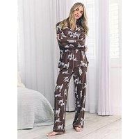 Chelsea Peers Dalmatian Dog Print Long Pyjama Set - Brown