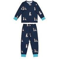 Chelsea Peers Unisex Kids Dog Print Pyjamas With Extendable Cuffs - Navy
