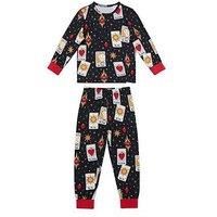 Chelsea Peers Unisex Kids Tarot Card Print Pyjamas With Extendable Cuffs - Black