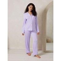 Chelsea Peers Long Button Up Set In Lenzing Modal - Lilac