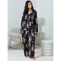 Chelsea Peers Long Button Up Set - Navy
