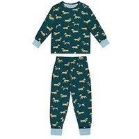 Chelsea Peers Unisex Kids Sausage Dog Print Pyjamas - Green