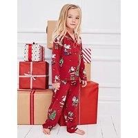 Chelsea Peers Unisex Kids Santa Snowball Print Pyjamas - Red