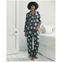 Chelsea Peers Christmas Long Button Up Set - Navy